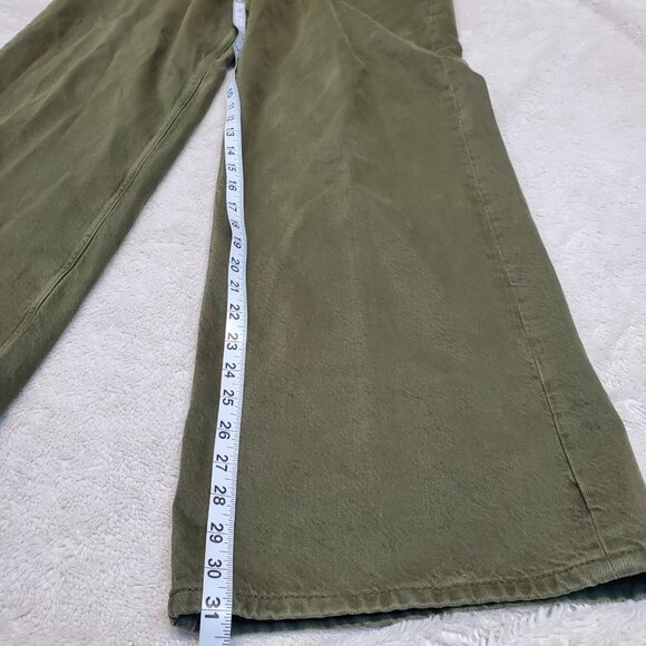 NWT We the Free Olive Green High Rise Wide Leg Palmer Cuffed Jeans 30 - Picture 7 of 13